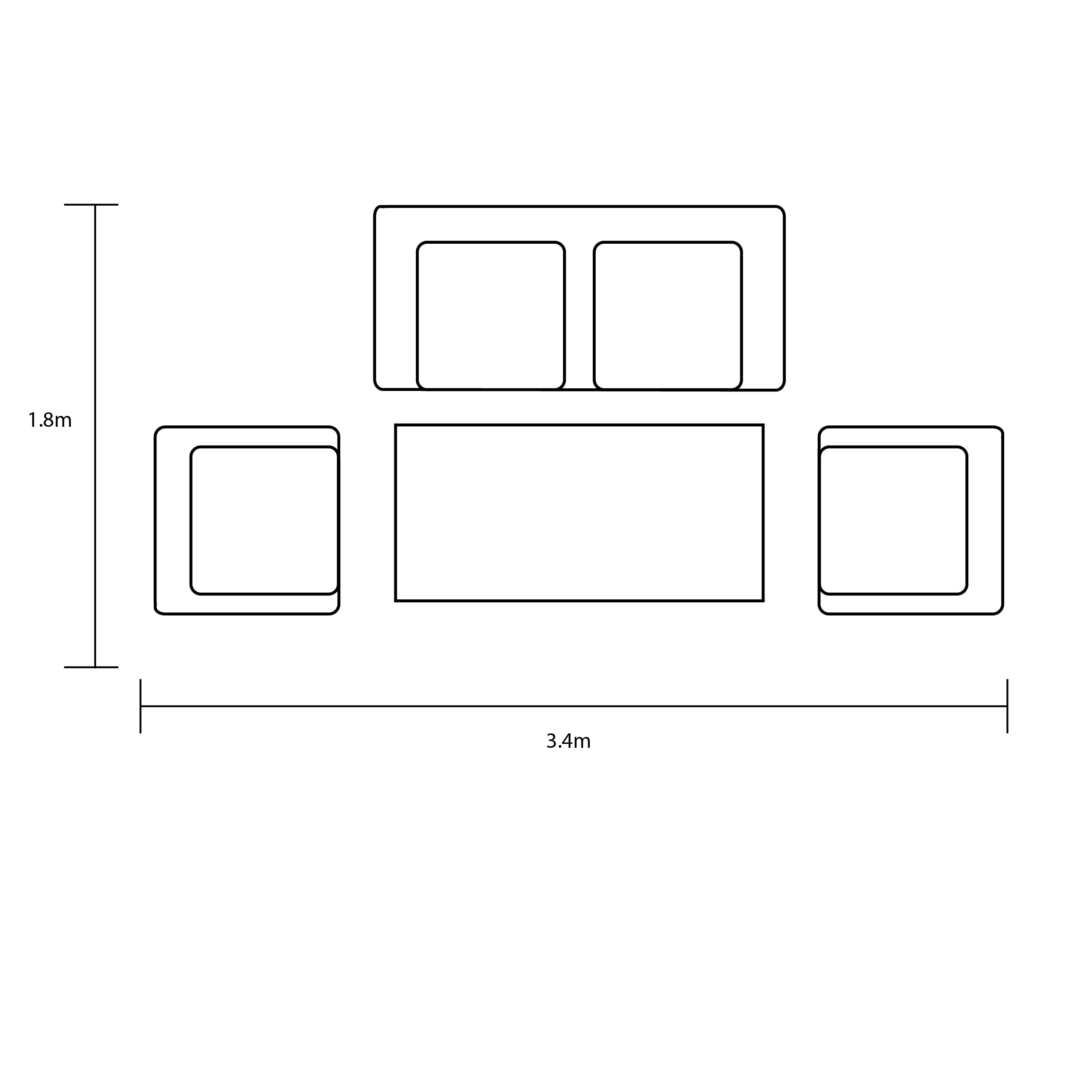Alora 2 Seat Lounge Set footprint